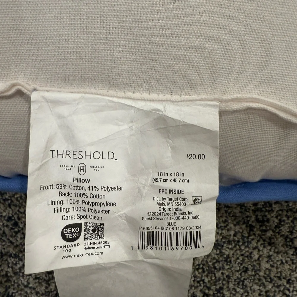 Threshold Blue on White Snowflake Pillow Winter Holiday Festive Scalloped